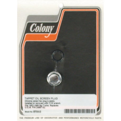 Colony, hex plug oil screen crankcase. Chrome Kuusiokolotulppa öljysihti kampikammio
