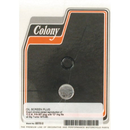 Colony plug, oil screen crankcase