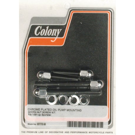 Colony, oil pump mount kit. Chrome acorn öljypumpun kiinnityssarja