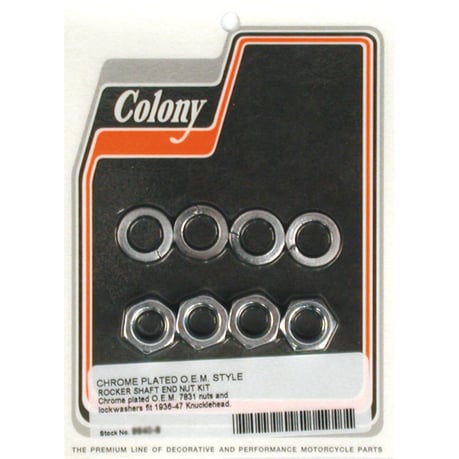 Colony, rocker shaft end nut kit. Chrome keinuvivun akselin pään mutterisarja