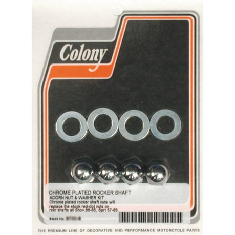Colony, rocker shaft end nut set. Acorn style, chrome keinuvivun akselin pään mutterisarja