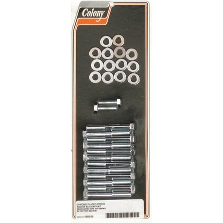 Colony, Sportster rocker box bolt kit. Hex, chrome Keinuvivun pulttisarja.