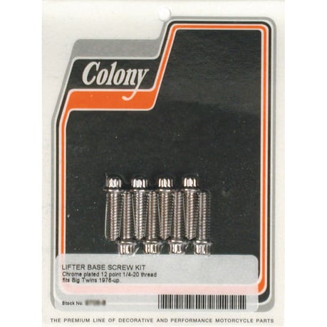 Colony, tappet block mount kit. OEM style, chrome nostimen lohkon kiinnityssarja.