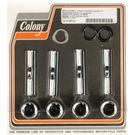 Colony, 86-90 XL upper pushrod cover kit. Chrome ylemmän työntötangon suojussarja