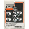 Colony, rocker shaft plug & nut kit. Slotted. Chrome Keinuvivun akselin tulppa- ja mutterisarja. Uritettu.
