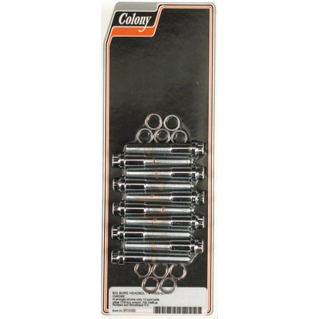 Colony, 12-point ''big bore'' head bolt kit. Chrome