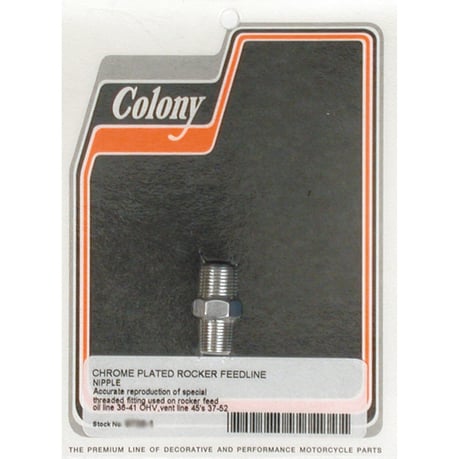 Colony, Knuckle rocker box oil feed fitting. Chrome keinuvivun öljynsyöttöliitin
