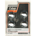 Colony, head bolt cover kit. Custom hex domed, chrome Kannen pultin suojussarja. Mukautettu kuusikulmainen, kromattu