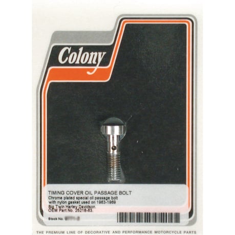 Colony, cam cover oil passage bolt. Chrome Nokka-akselin kannen öljykanavan pultti, kromattu